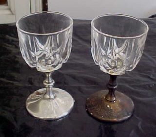 Liquor Cocktail Glasses Crystal Silverplated Set of 4
