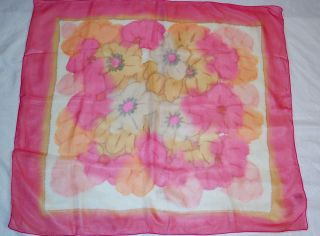 CLIFFORD BOND rare handpainted double layered silk chiffon scarf pink