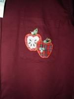 CHRISTOPHER & BANKS XL Shirt Blouse NEW Burgundy Plaid Apples Button