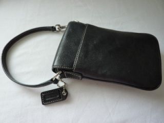 Coach Black Leather Wristlet Cell Phone Case Excellent Condition
