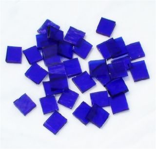 Cobalt Blue Cathedral Mosaic Glass Tiles   Squares, Diamonds, Border