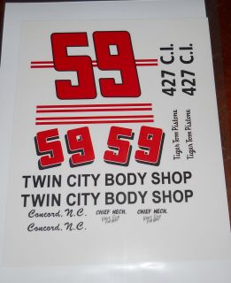 NASCAR Decal Set 59 1964 Galaxie Tom Pistone Twin City Body 1 25