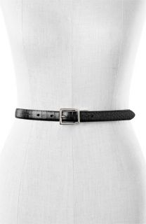 Lauren by Ralph Lauren Patent & Croc Embossed Metallic Reversible Belt