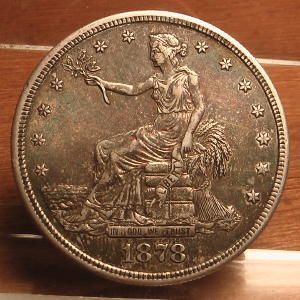 Nice 1878 S Trade Dollar Silver Coin ~ Old Toning ~ Choice AU+