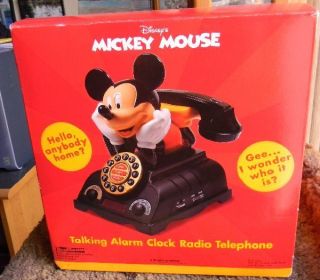  Mickey Mouse Talking Alarm Clock Radio Telephone New in Box