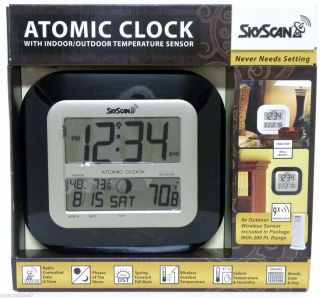 SkyScan Atomic Wall Clock with Outdoor Temperature Phases of the Moon