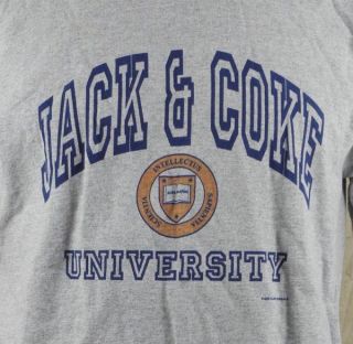 Jack & Coke University Mens T shirt Large Grey Jack Daniels Whiskey