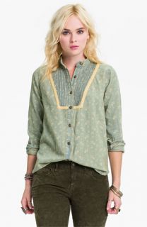Free People Bleached Chambray Tux Shirt