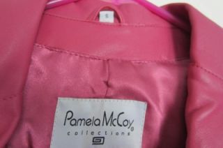 Pamela McCoy Collections Womens Genuine Leather Rose Pink Jacket Small