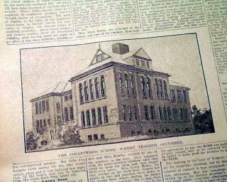 Collinwood School Fire Cleveland Oh 1908 Old Newspaper