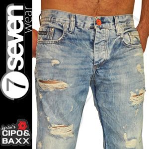 Cipo Baxx Jeans Destroyed Zerrissene Hose Pike Blau W31 L34