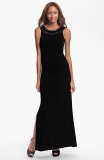 Laundry by Shelli Segal Embellished Neck Scoop Back Jersey Gown