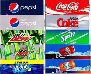 10 Large Flavor Labels Pepsi Coke Soda Vending Machine Strips