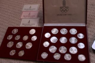 1980 Moscow Russia Olympic 28 Coin Silver Proof Set in original red