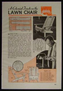 Colonial Lawn Chair 1941 How to Build Plans Outdoor Deck Furniture