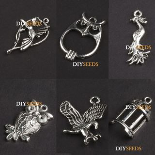 Tibetan Silver Jewelry Making Supplies Vintage Bird and Owl Charms