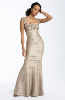 JS Collections Lace & Hammered Satin Dress