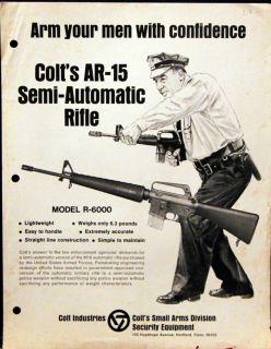 Colt Firearms Specsheet Ad for Colt AR 15