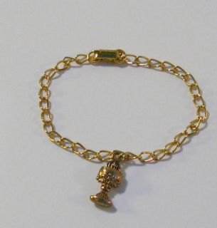 First Communion Bracelet with Chalice Charm Brass or Gold 6