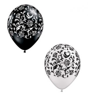 Black White Combo Damask Party Balloons Birthday Latex