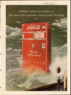 1949 Print Ad Coca Cola Coke Machine Inviting Workers Everywhere Ice