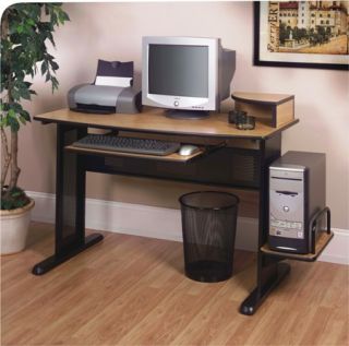Black Computer Desk w Bookcase Printer CPU Stand