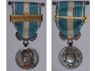 France WW1 1914 Medal Colonial Silver French Maroc 1925 Bar Decoration