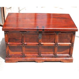 Traditional Solid Rosewood Storage Blanket Box Chest Iron Trunk Coffee
