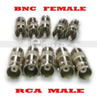  10 BNC Female to RCA Male Coax Connector Adapters Plug for CCTV