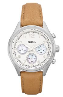 Fossil Flight Chronograph Round Leather Strap Watch
