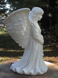 LG Planter Angel Concrete Cement Statue White Finish