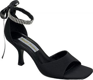 Colorful Creations 52923 Black Crepe Rhinestone Sandal Heels Shoes 7