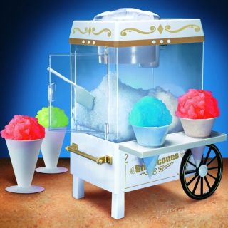Mini Snow Cone Maker Shaved Ice Machine w/ Cart & Stand, Home Snowcone