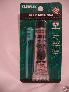 Clubman Moustache Wax with Brush Comb Brown 5 Oz
