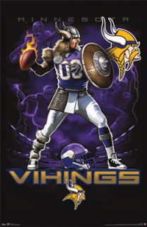 RARE Minnesota Vikings on Fire Quarterback Action NFL Theme Art Poster