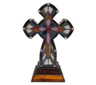Handcrafted Tiffany Style 12 1/4 Cross Accent Lamp —