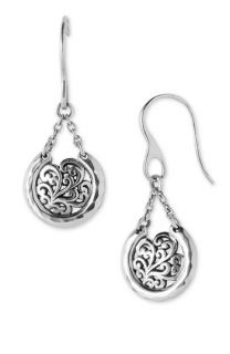 Lois Hill Hammered Sterling Silver Cutout Drop Earrings