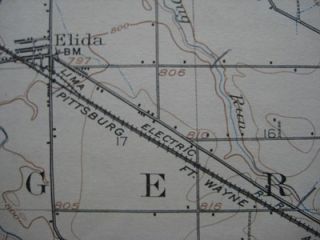 1908 Toledo Lima Findlay Electric Railroads Map NW Ohio
