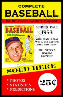 1953 Stan Musial Complete Baseball Magazine Poster   Buy Any 2 Get 1