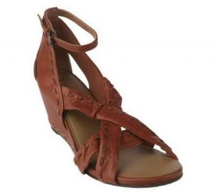 Makowsky Leather Multi Strap Wedge Sandals —
