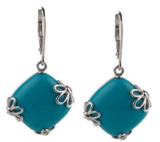 Sterling Turquoise Floral Design Lever Back Earrings   J158211