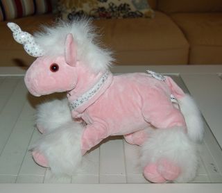 Commonwealth Plush Pink & White Unicorn with Silver Stars Stuffed