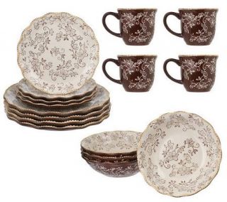 Temp tations Floral Lace 16 piece Dinnerware Service for 4 —