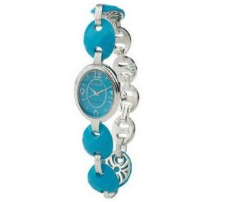 As IsEcclissi Sterling Carved Gemstone Link Bracelet Watch —