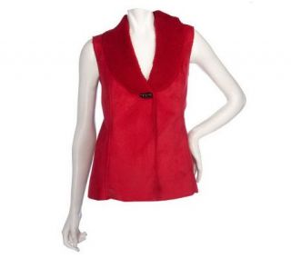 Denim & Co. Faux Suede Vest with Sherpa Lining & Shawl Collar