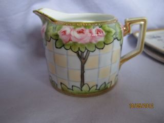 ANTIQUE NIPPON CREAMER COFFEE CREAMER HAND PAINTED ROSE TREES