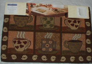 Coffee Cups 4pc Tapestry Placemats Cafe Espresso Fabric