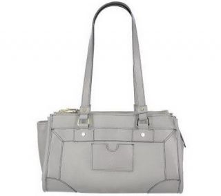 As Is Isaac Mizrahi Live! Leather Triple Entry Satchel   A221024