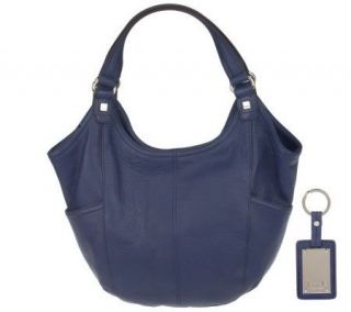 Tignanello Pebble Leather Double Handle Tote with Key Fob —