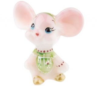 Fenton Art Glass Rosalene Spring Mouse Figurine —